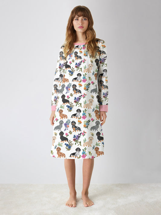 Dachshund Lover Raglan Dress Dachshund In Bloom