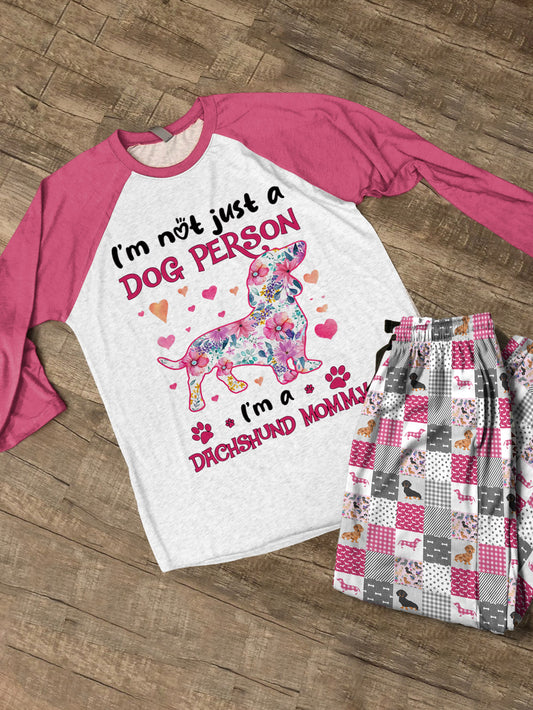 Dachshund Raglan Lounge Pajamas I'm A Dachshund Mommy