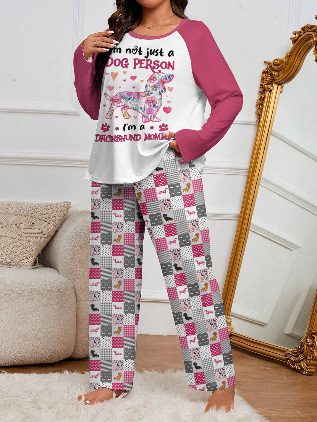 Dachshund Raglan Lounge Pajamas I'm A Dachshund Mommy