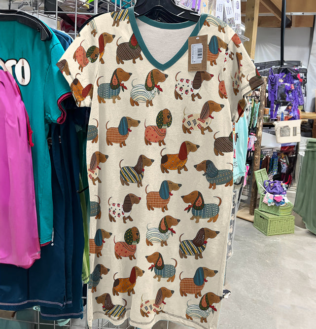 Dachshund V-neck Nightshirt Fashionable Doxie