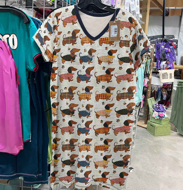 Dachshund V-neck Nightshirt Retro Pup