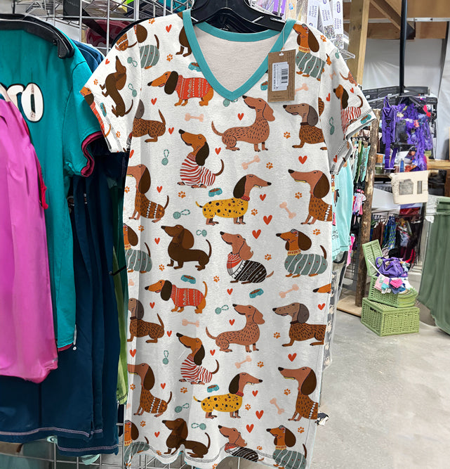 Dachshund V-neck Nightshirt Stylish Wiener