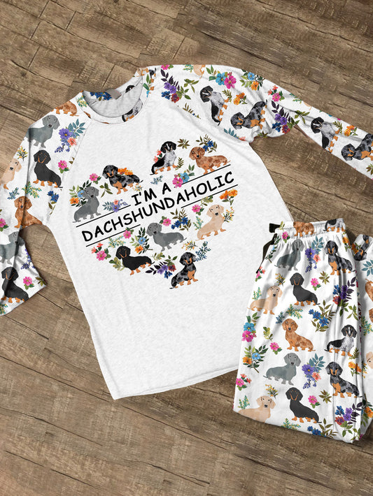 Dachshund Raglan Lounge Pajamas I'm A Dachshundaholic