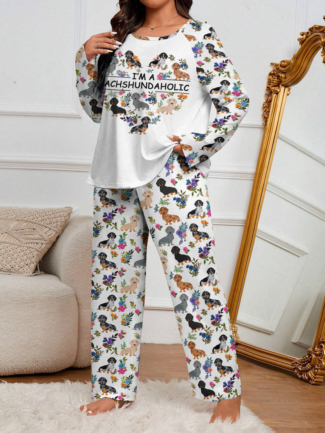 Dachshund Raglan Lounge Pajamas I'm A Dachshundaholic