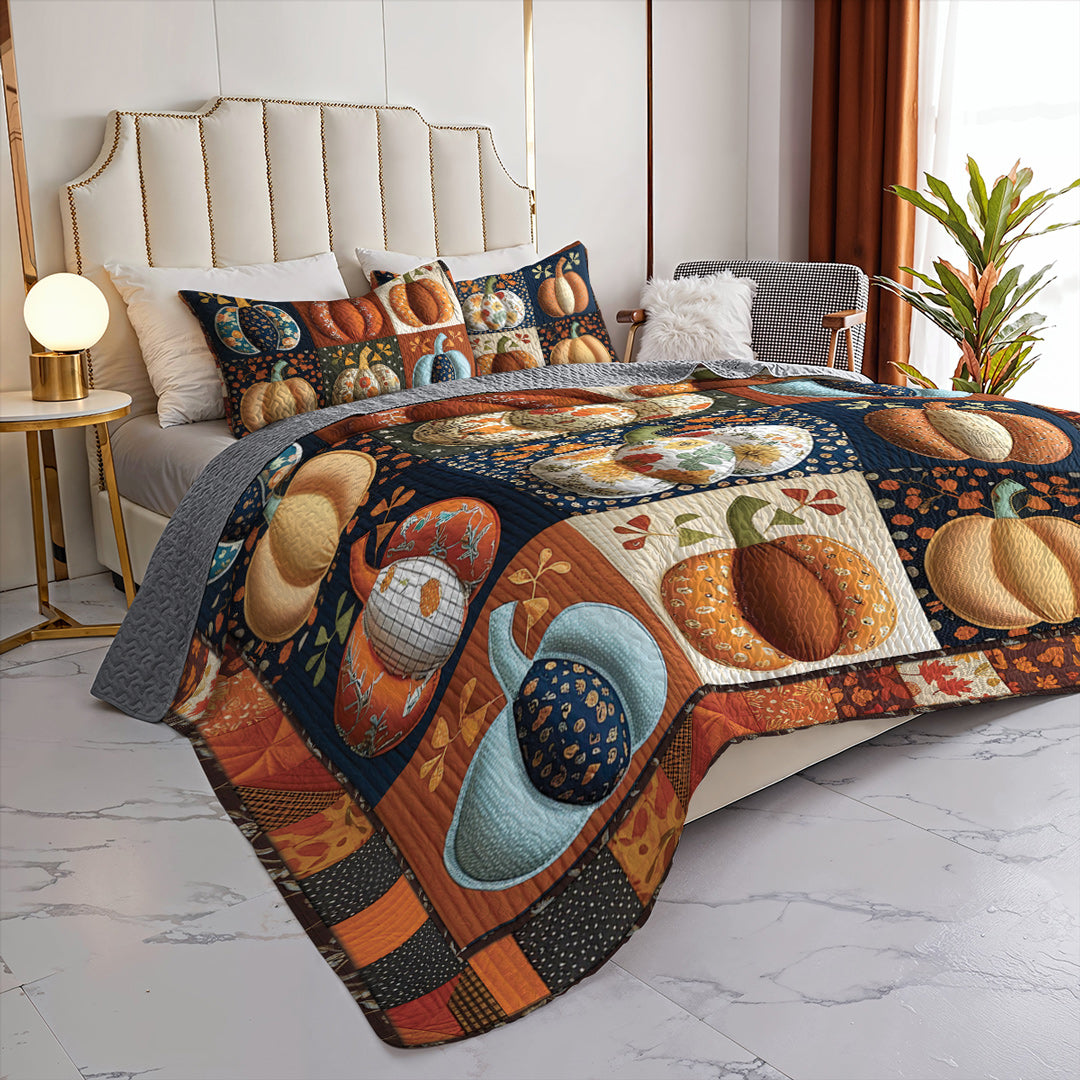 Halloween 2D Print All Season 3-Piece Quilt Set Dreamy Pumpkin Patch