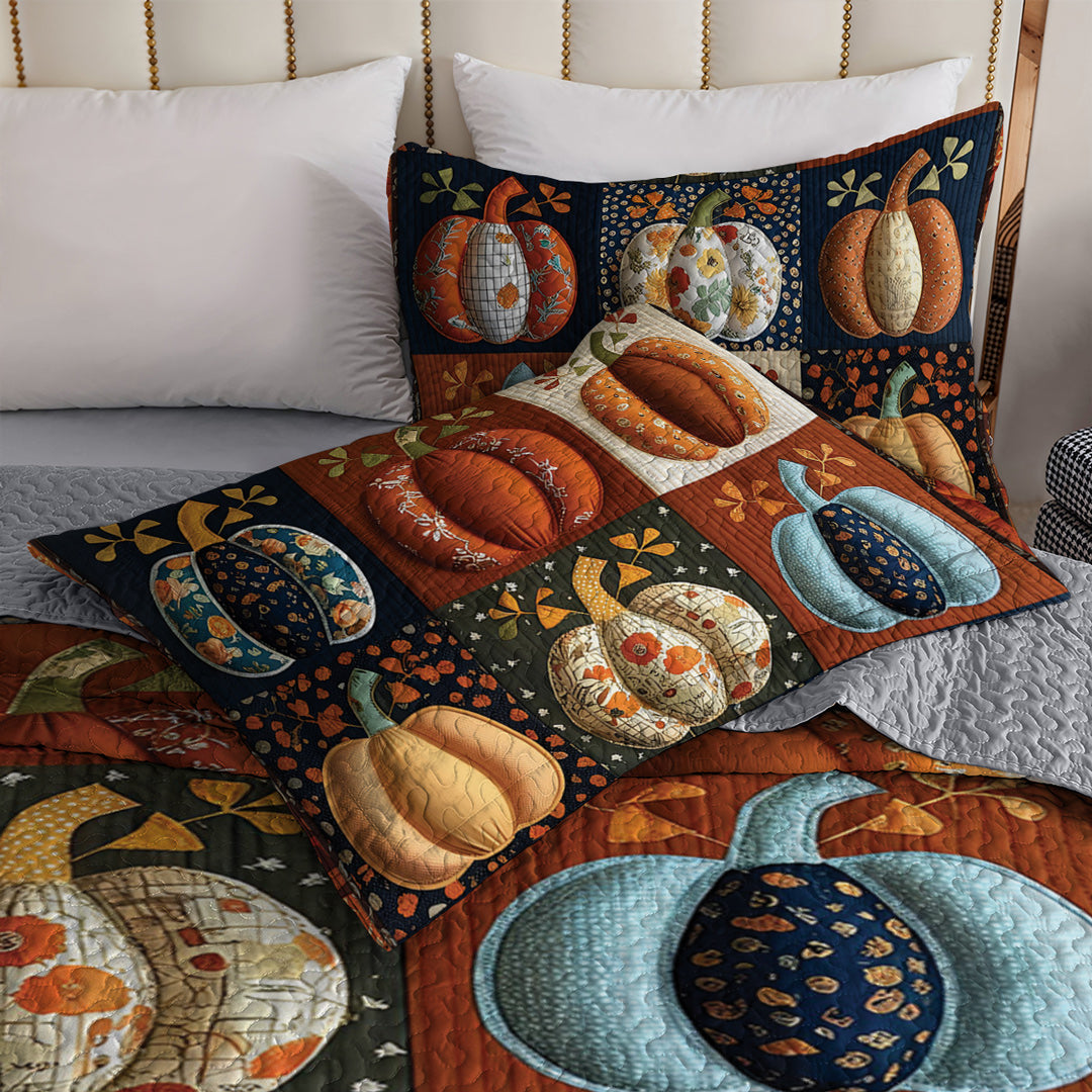 Halloween 2D Print All Season 3-Piece Quilt Set Dreamy Pumpkin Patch