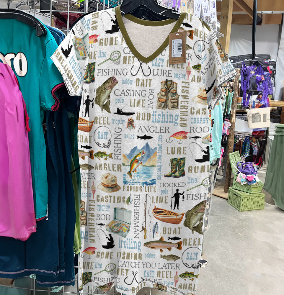 Fishing V-neck Nightshirt Fishing Life