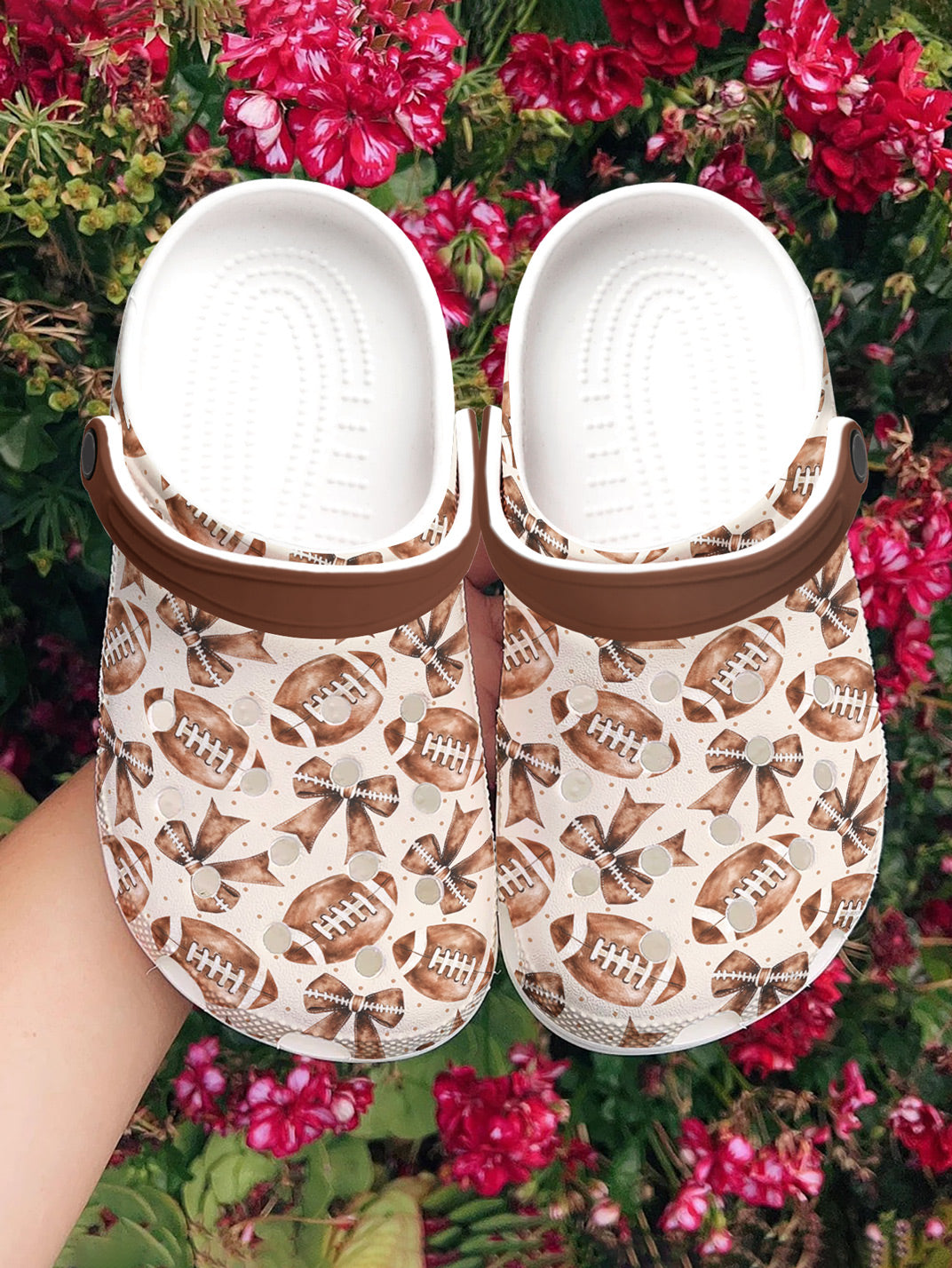 Football Graphic Clogs  Coquette Football Pattern