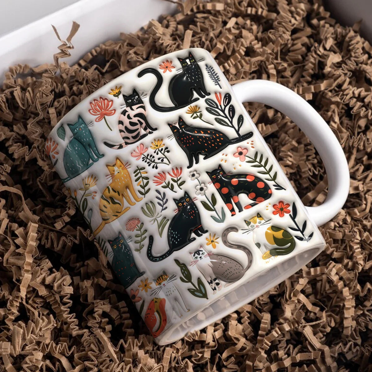 Cat 11Oz Mug Puffy Botanical Cats