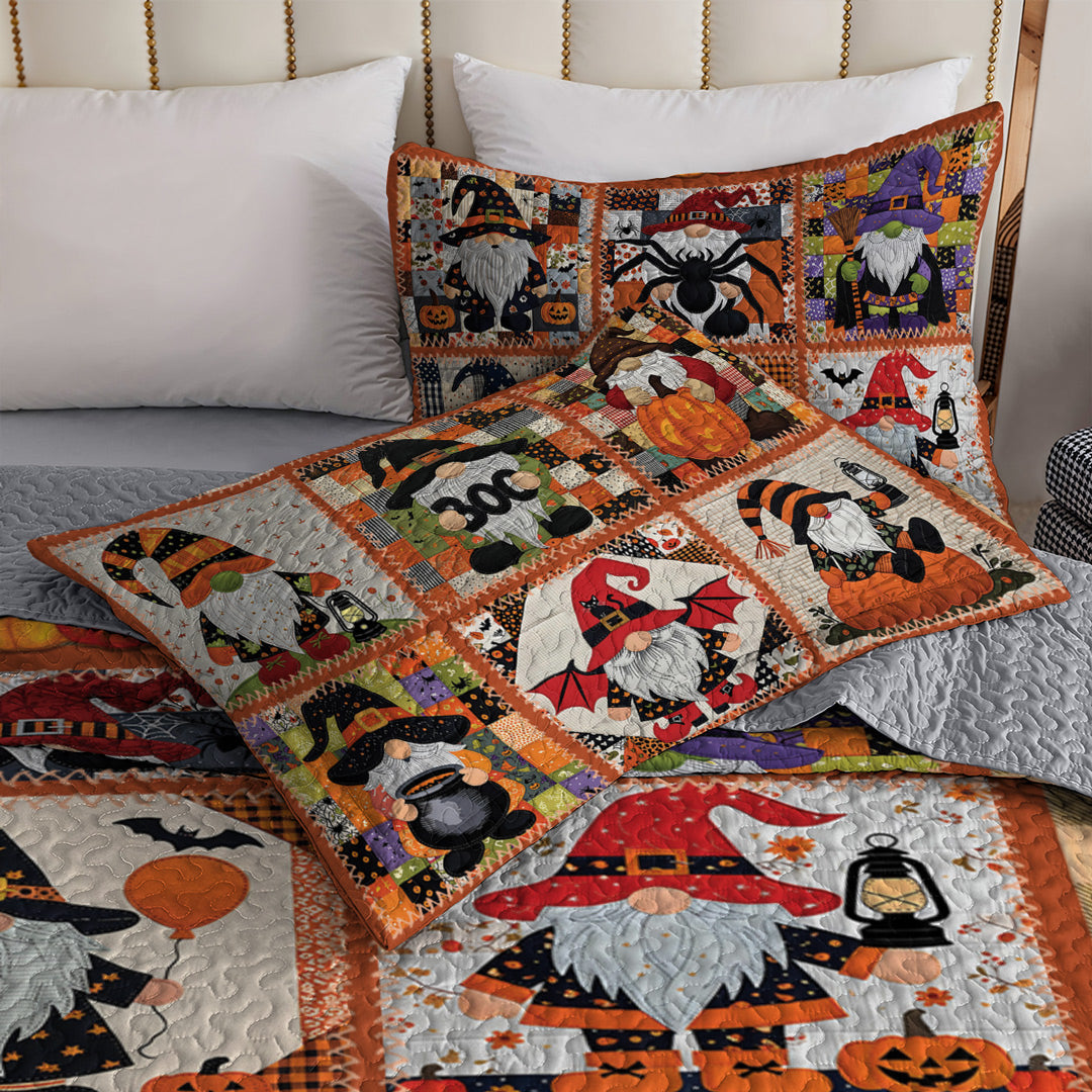 Halloween 2D Print All Season 3-Piece Quilt Set Gnome's Night of Frights