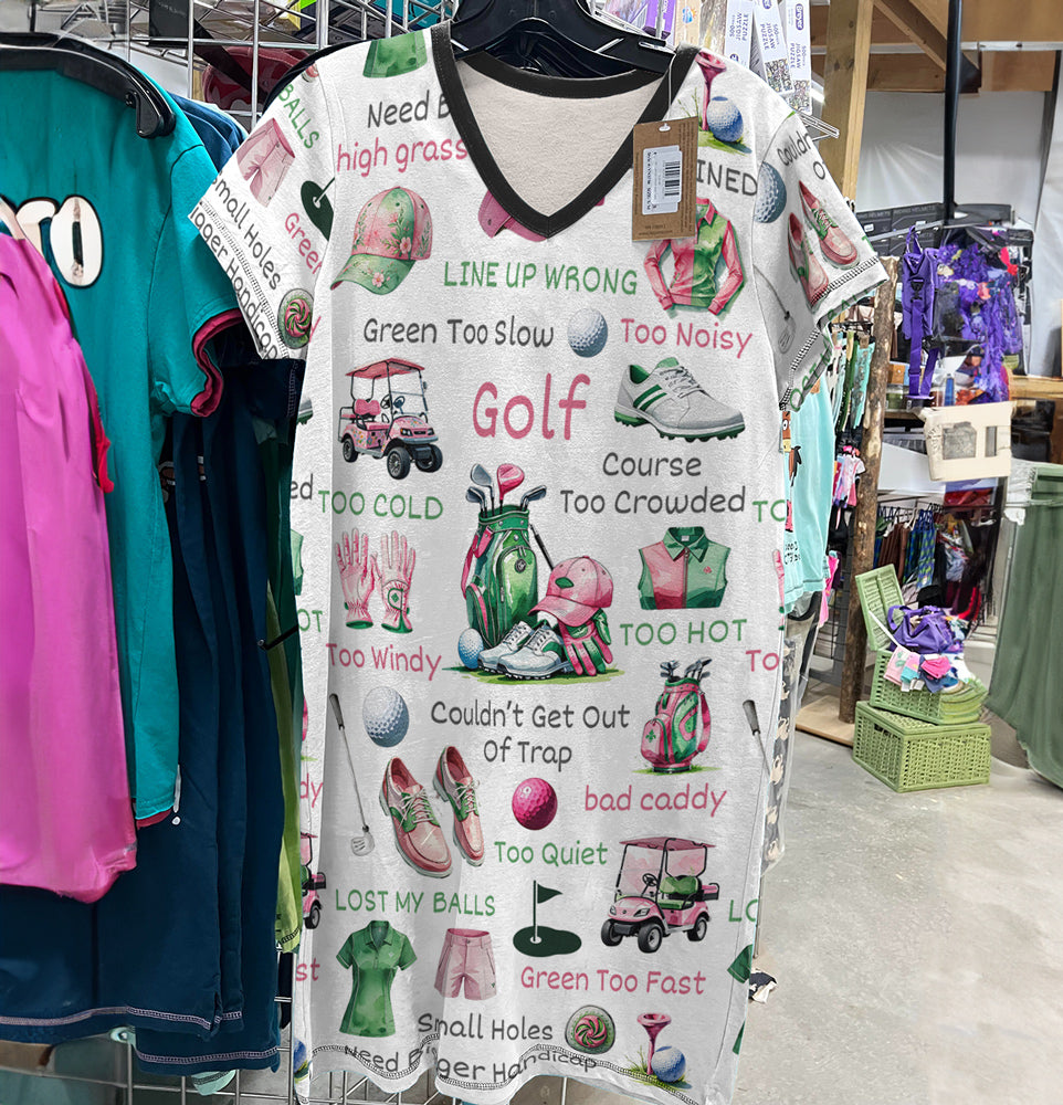 Golf Lover V-neck Nightshirt Golfer's Excuses