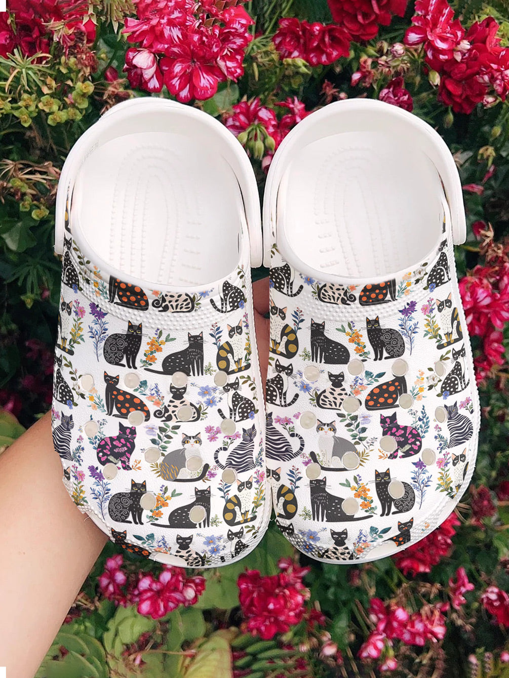 Cat Lover Graphic Clogs Gorgeous Floral Cats