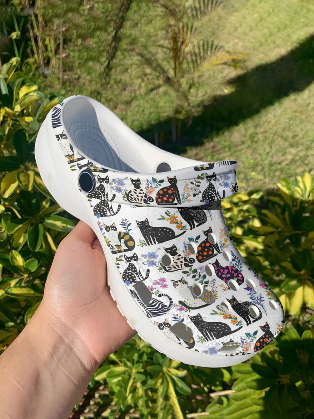 Cat Lover Graphic Clogs Gorgeous Floral Cats