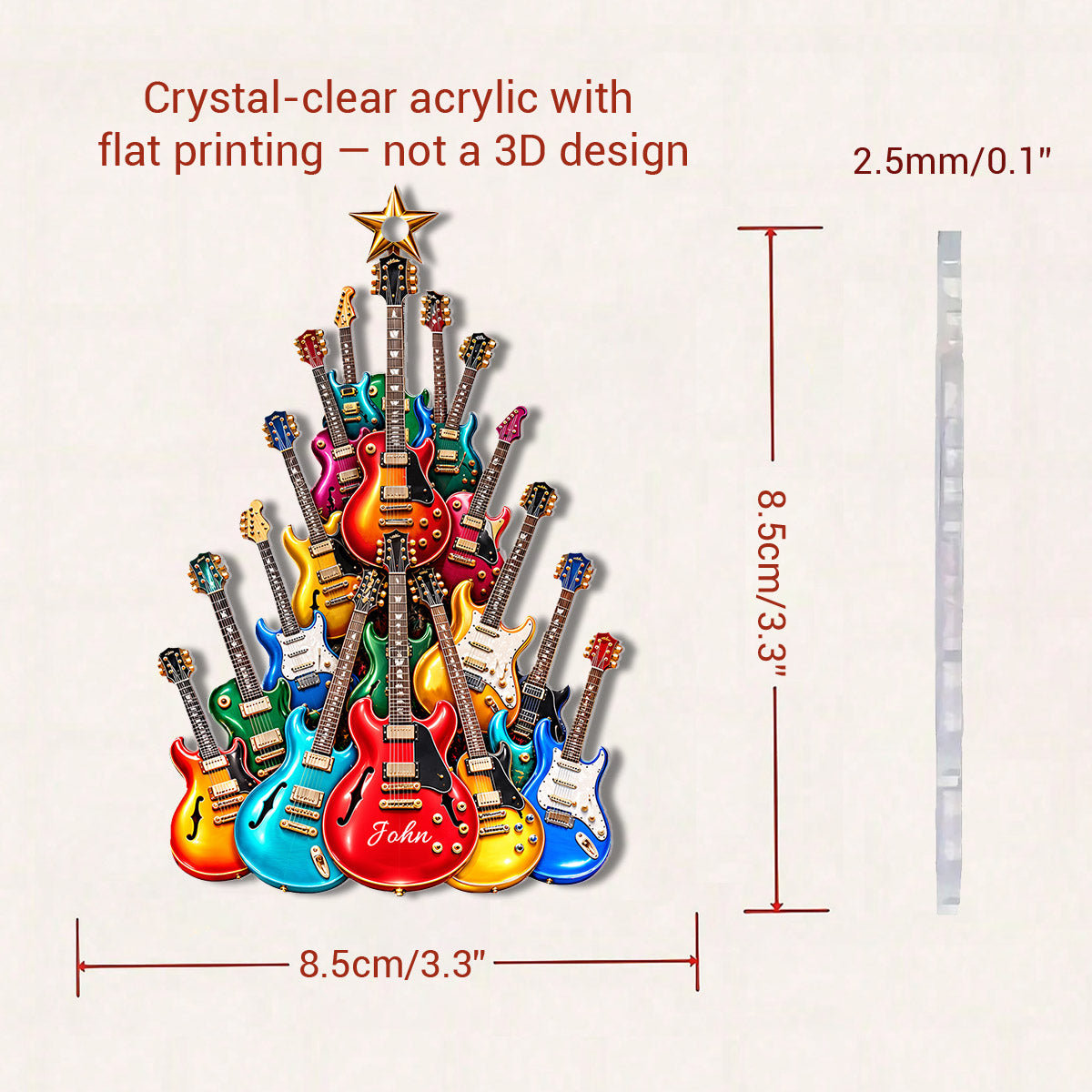 Guitar Lover 2D Acrylic Ornament Personalized Guitar Christmas Tree