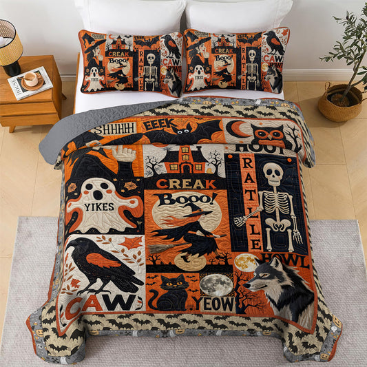 Halloween 2D Print All Season 3-Piece Quilt Set The Symphony Of Halloween