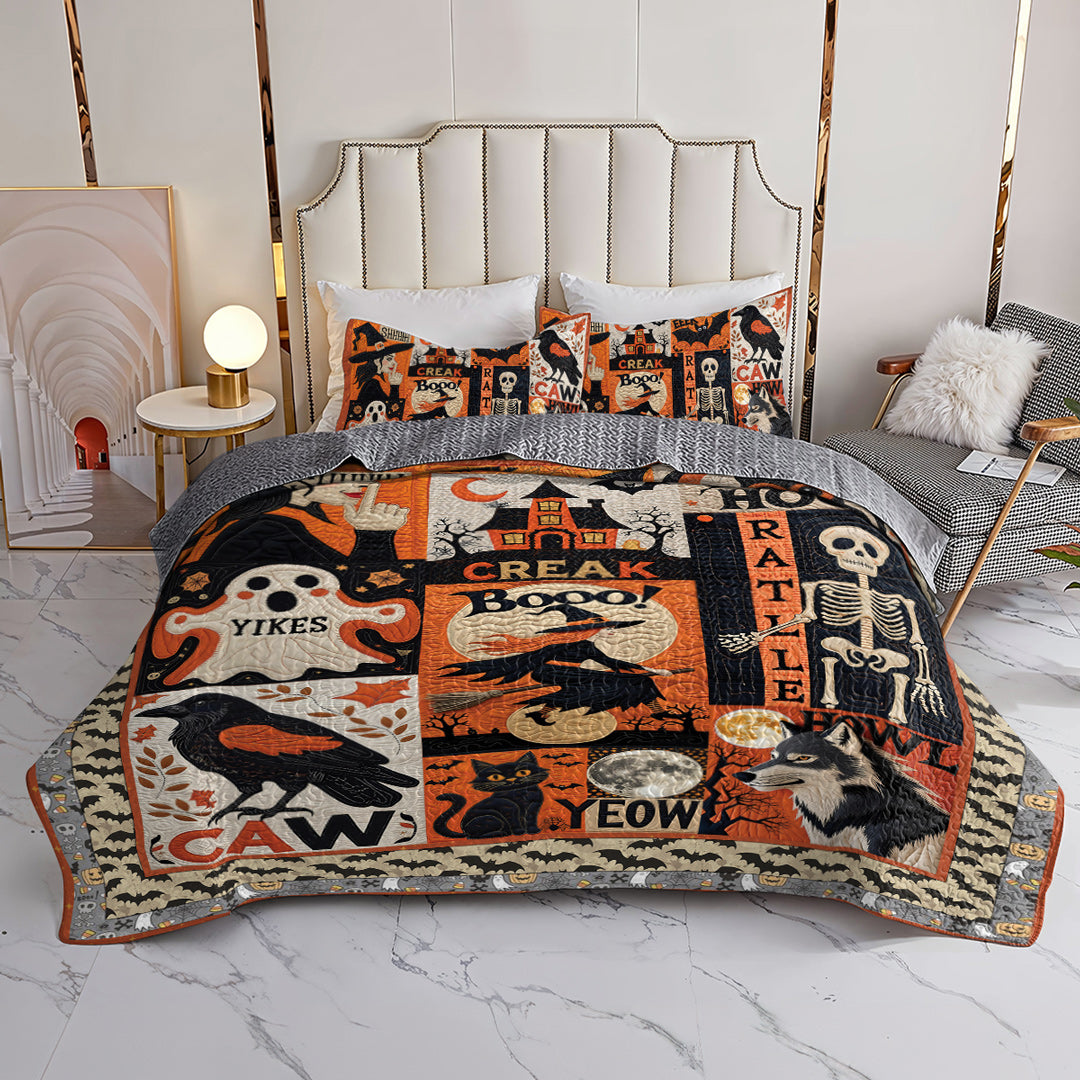 Halloween 2D Print All Season 3-Piece Quilt Set The Symphony Of Halloween