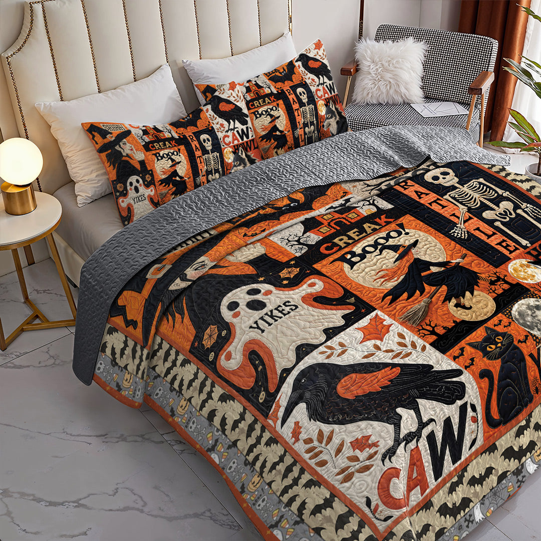 Halloween 2D Print All Season 3-Piece Quilt Set The Symphony Of Halloween