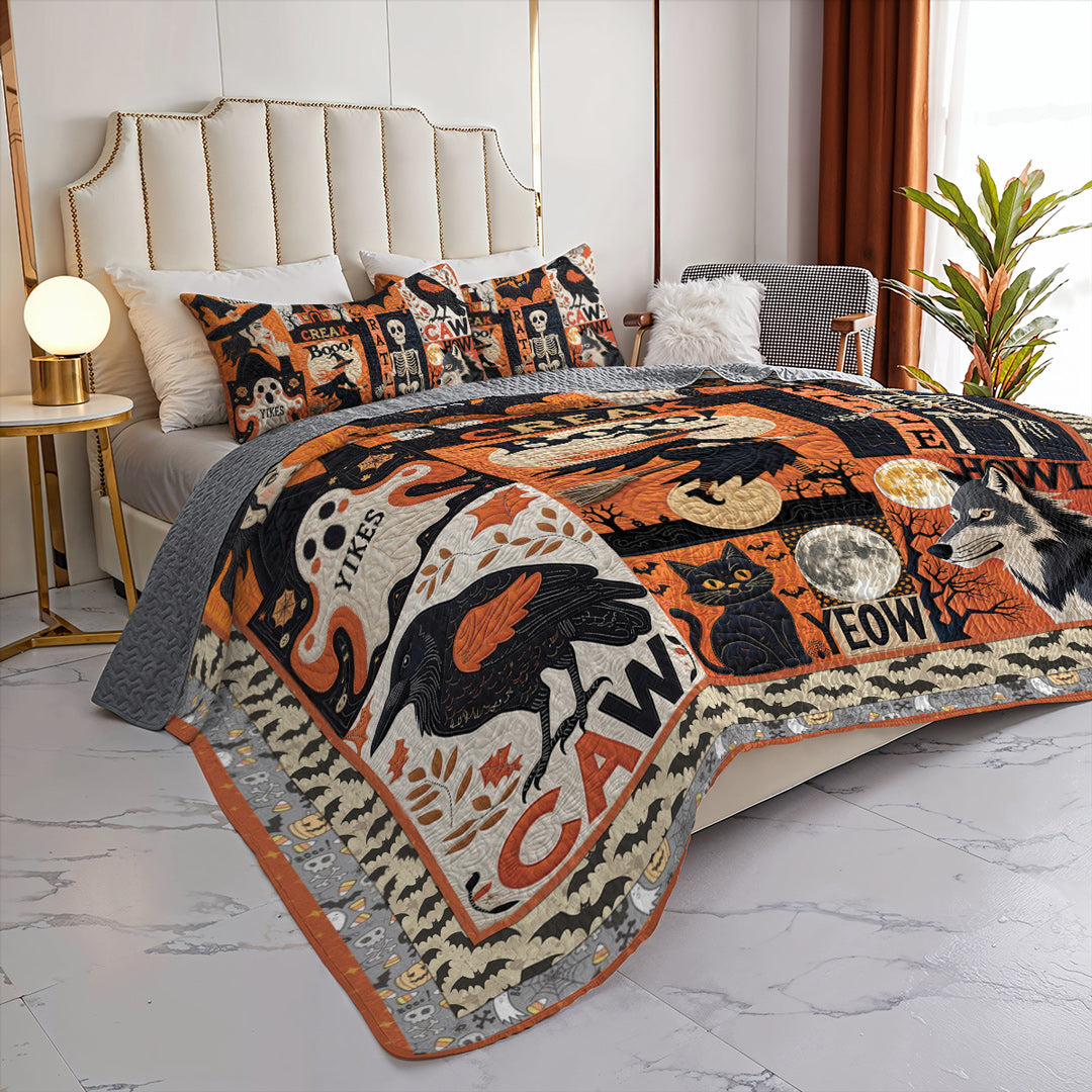 Halloween 2D Print All Season 3-Piece Quilt Set The Symphony Of Halloween