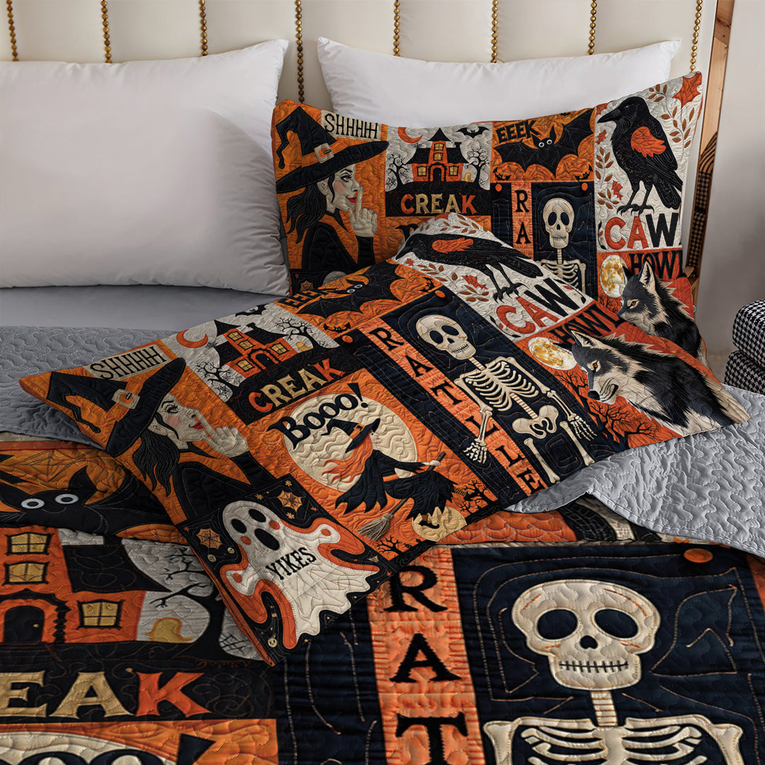 Halloween 2D Print All Season 3-Piece Quilt Set The Symphony Of Halloween