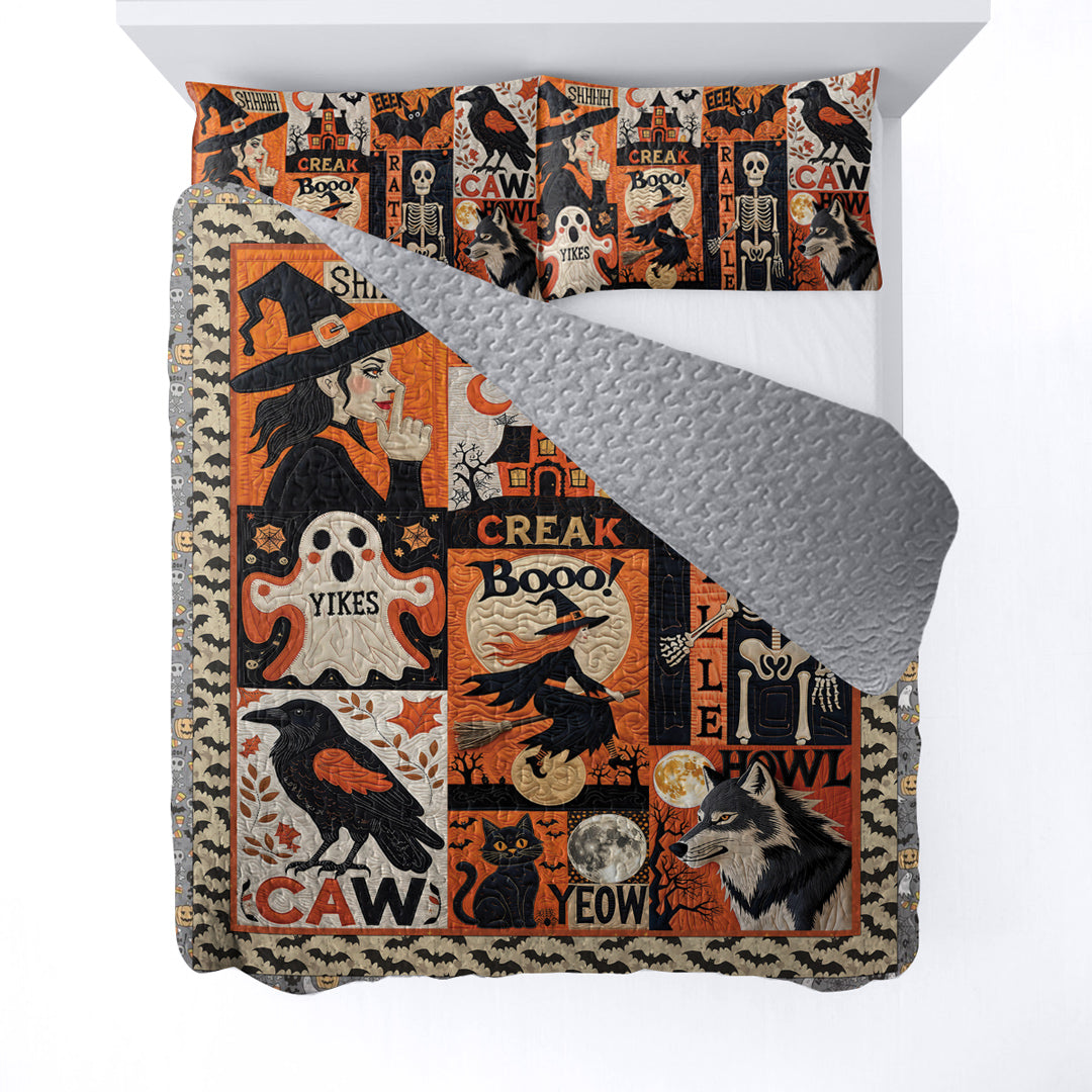 Halloween 2D Print All Season 3-Piece Quilt Set The Symphony Of Halloween
