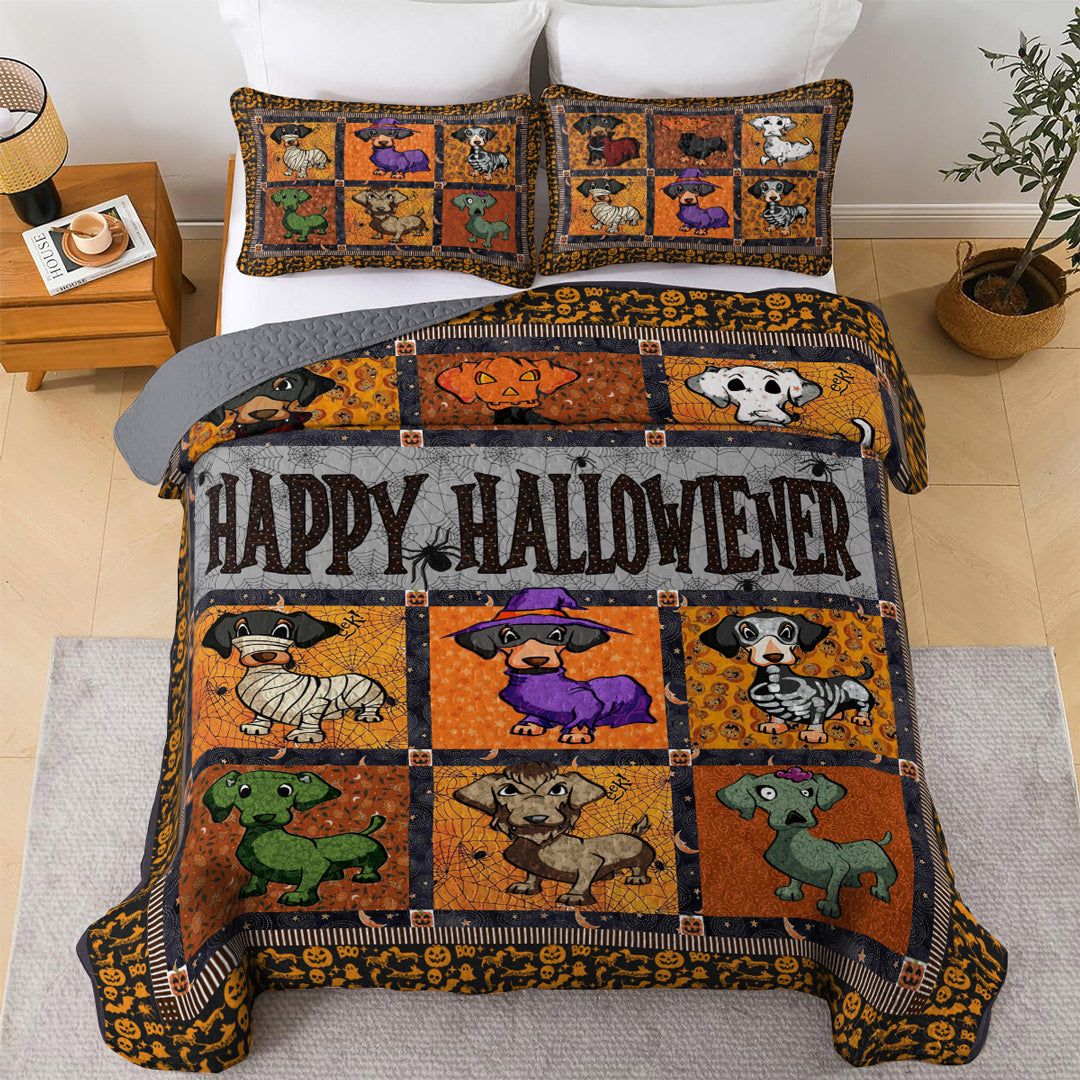 Dachshund All Season Quilt 3-Piece Set Happy Hallowiener