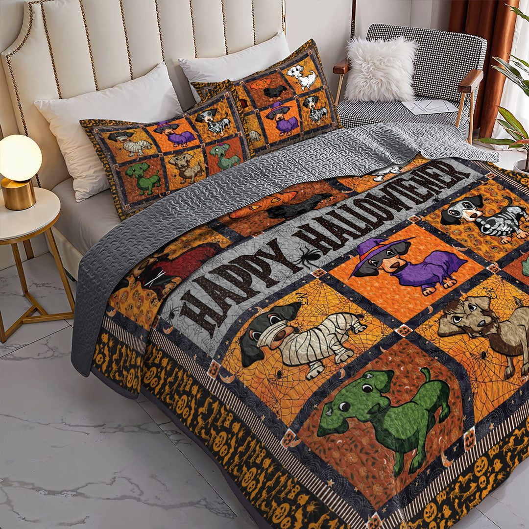 Dachshund All Season Quilt 3-Piece Set Happy Hallowiener