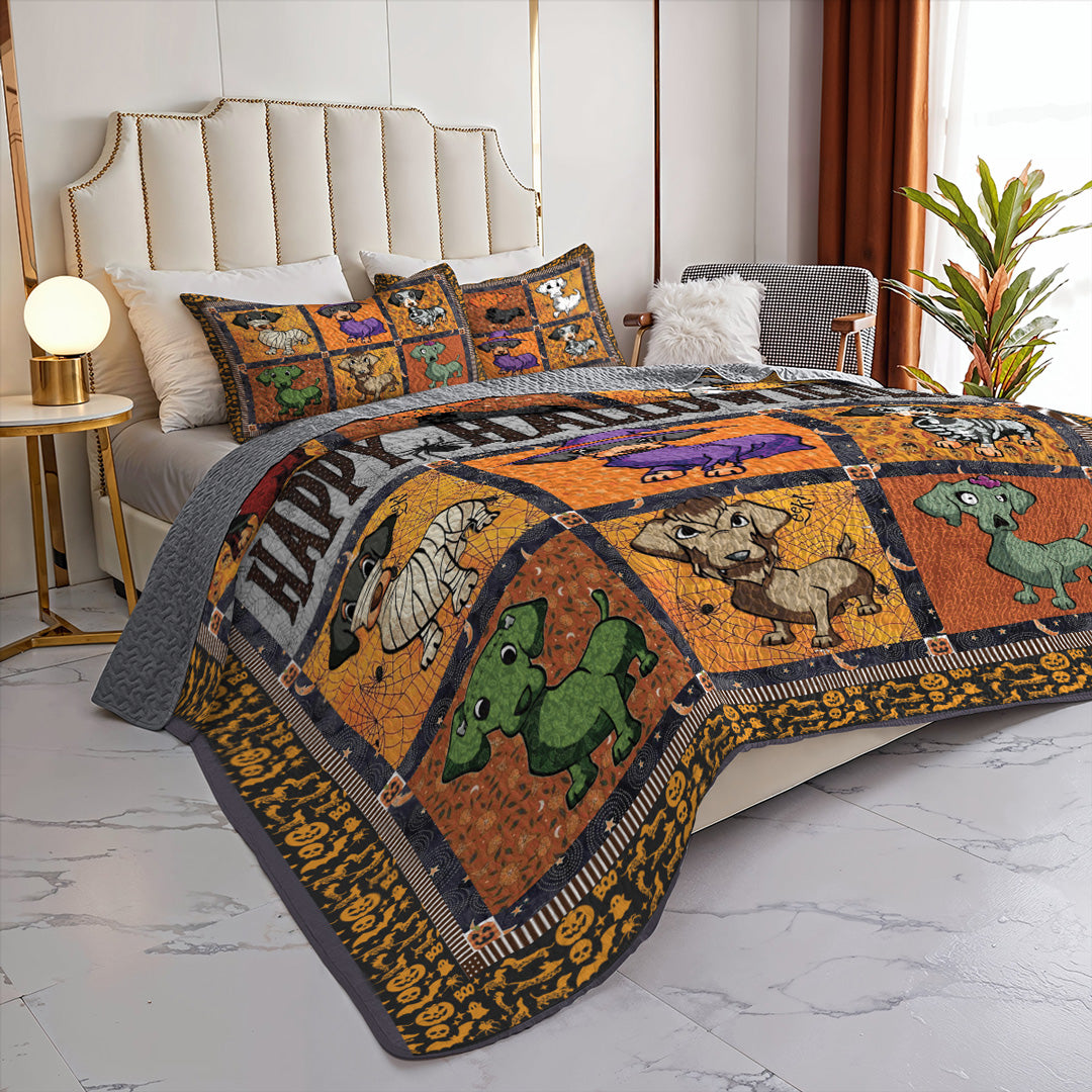 Dachshund All Season Quilt 3-Piece Set Happy Hallowiener