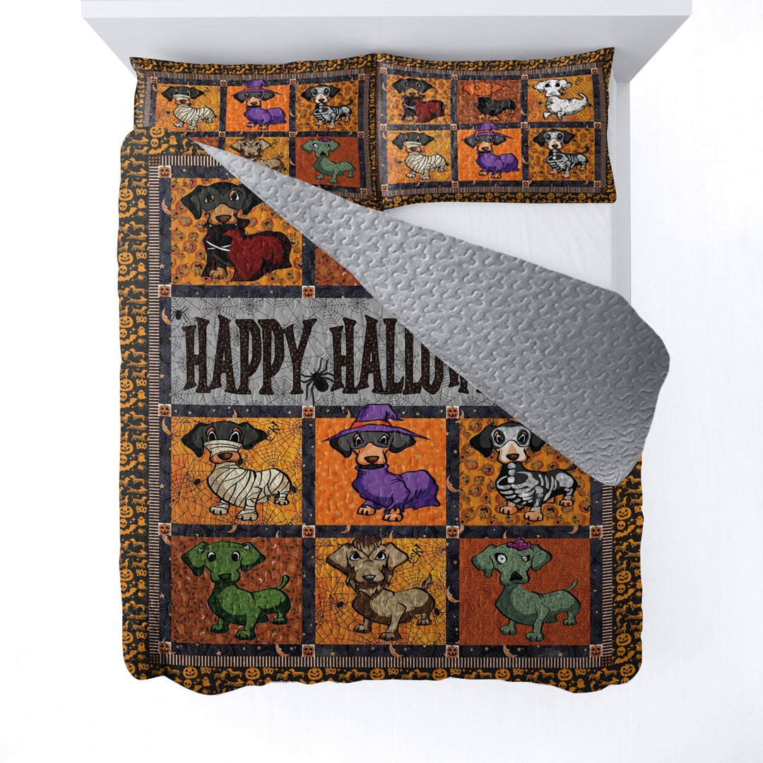 Dachshund All Season Quilt 3-Piece Set Happy Hallowiener