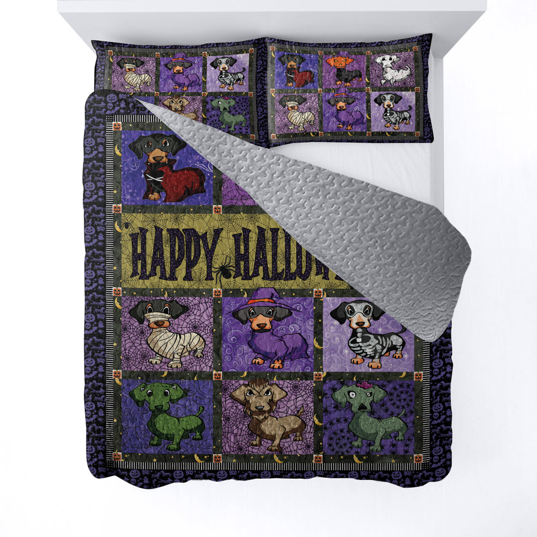 Dachshund All Season Quilt 3-Piece Set Happy Hallowiener