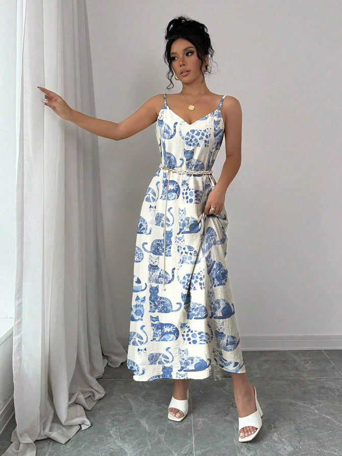 Cat Lover Maxi Dress Harmony In Blue