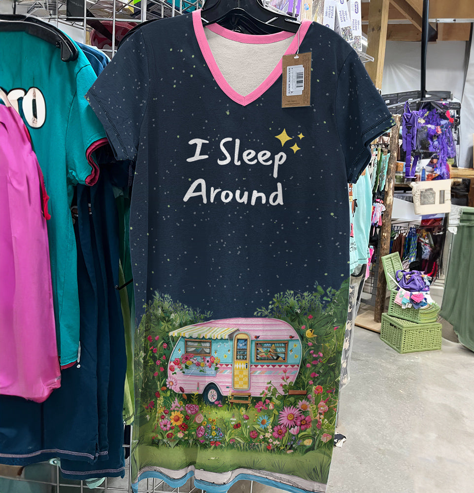Camping V-neck Nightshirt I Sleep Around