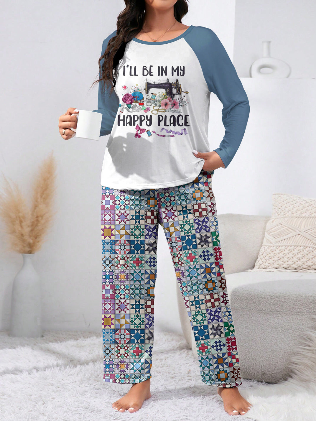 Sewing Lover Raglan Lounge Pajamas I'll Be In My Happy Place