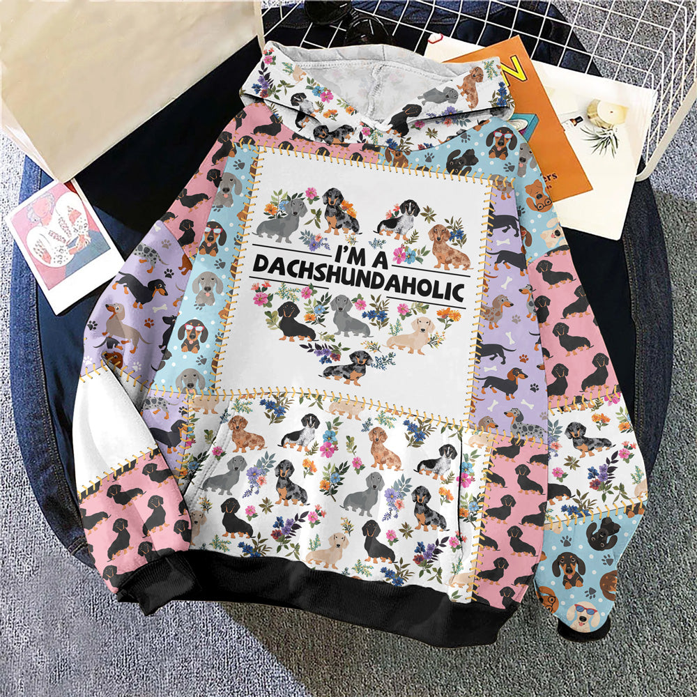 Dachshund Dropped Sleeve Hoodie I'm A Dachshundaholic