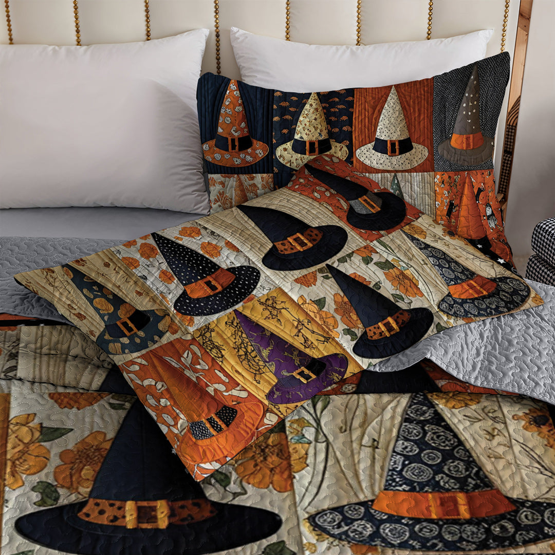 Halloween Witch 2D Print All Season 3-Piece Quilt Set If The Hat Fits