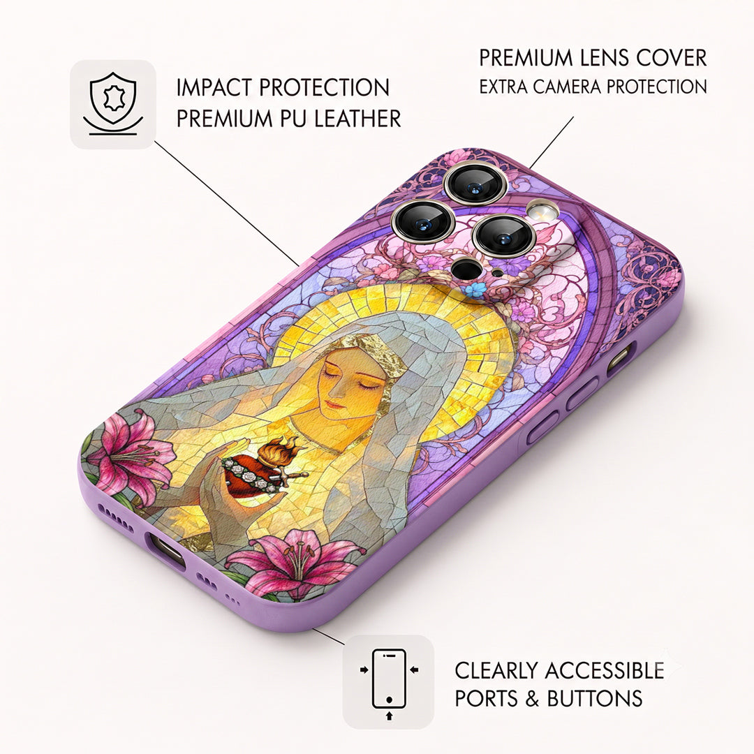 God Leather Phone Case Immaculate Heart