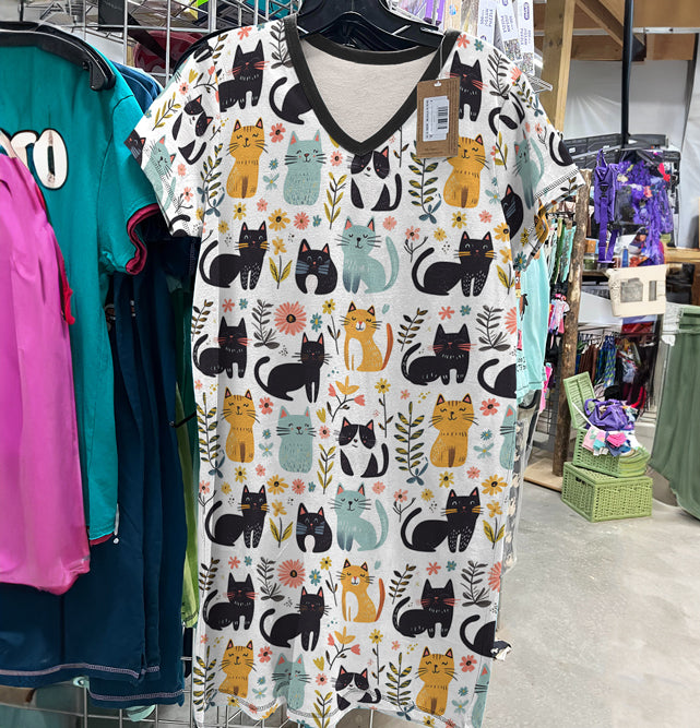 Cat Lover V-neck Nightshirt Joyful Paws