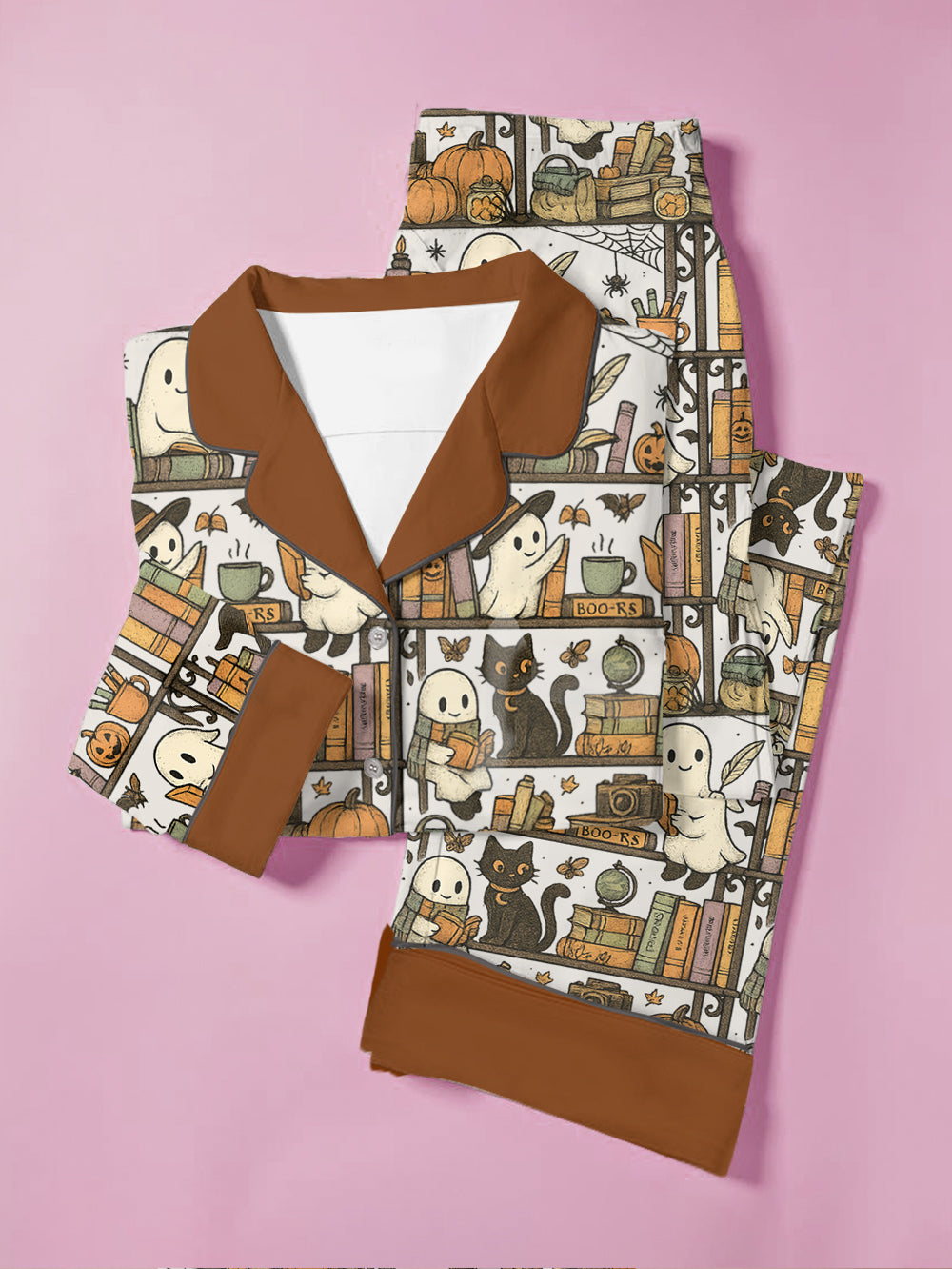 Book Lovers Halloween Classic Pajama Set Library Ghost