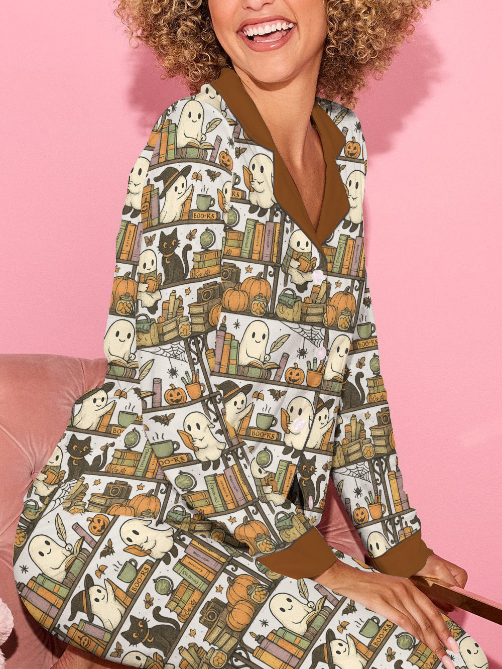Book Lovers Halloween Classic Pajama Set Library Ghost
