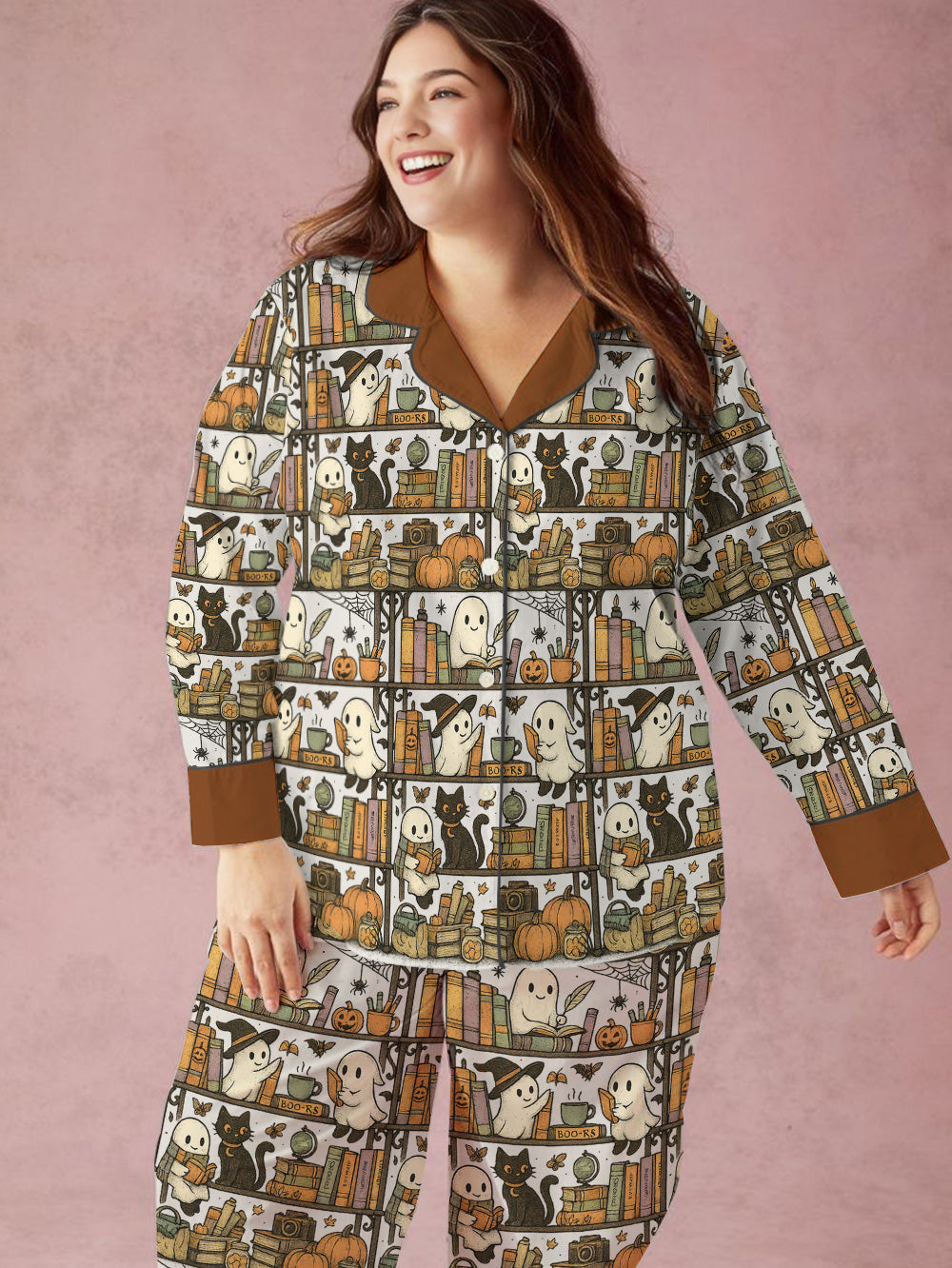 Book Lovers Halloween Classic Pajama Set Library Ghost