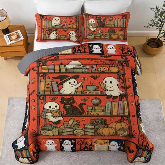 Book Lover All Season Quilt 3-Piece Set Library Ghost