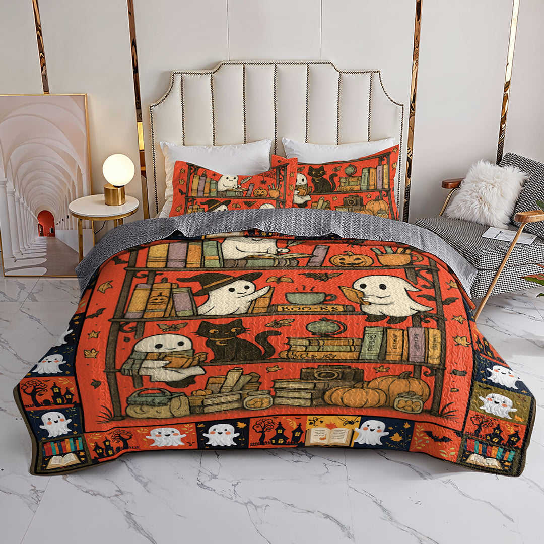 Book Lover All Season Quilt 3-Piece Set Library Ghost