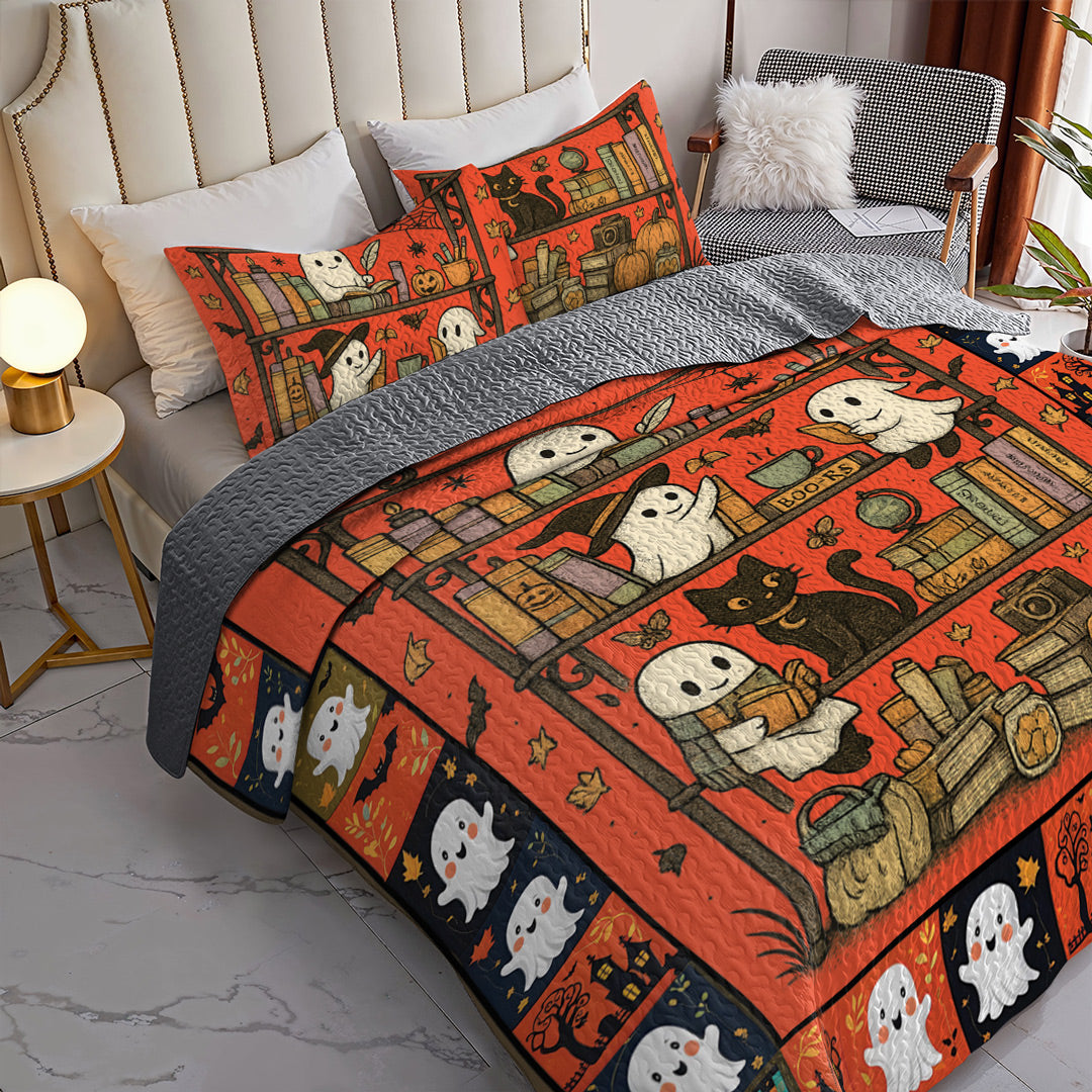 Book Lover All Season Quilt 3-Piece Set Library Ghost
