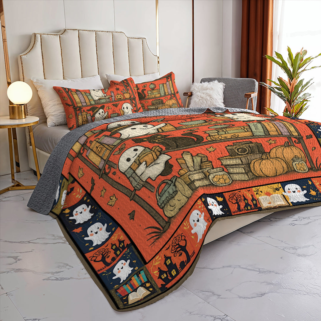 Book Lover All Season Quilt 3-Piece Set Library Ghost