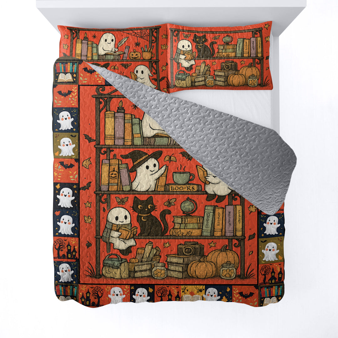 Book Lover All Season Quilt 3-Piece Set Library Ghost