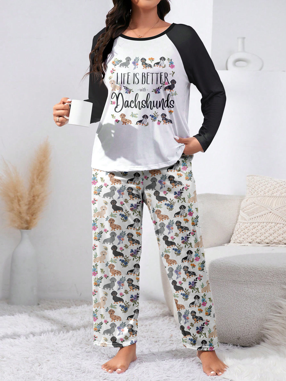 Dachshund Raglan Lounge Pajamas Life Is Better With Dachshunds