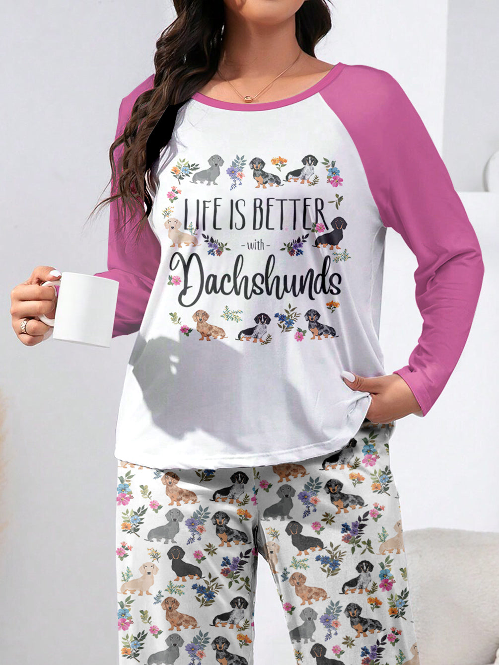 Dachshund Raglan Lounge Pajamas Life Is Better With Dachshunds
