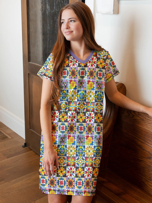 Sewing Lover V-neck Nightshirt Lively Patch