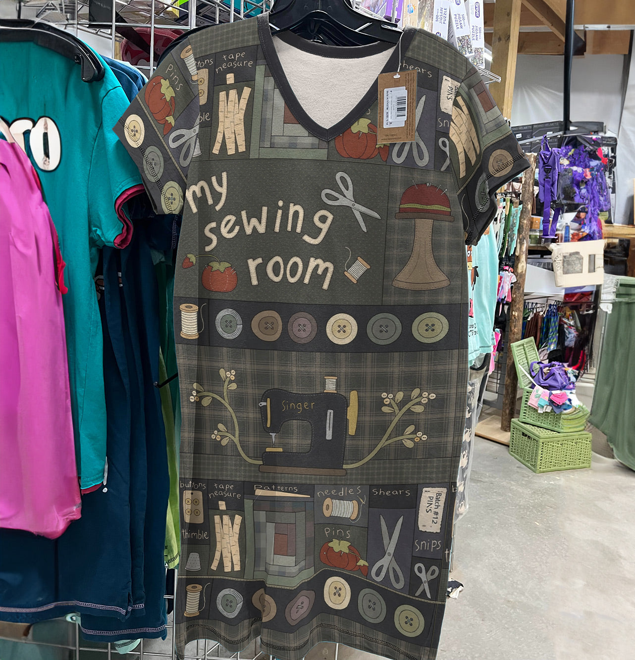 Sewing Lover V-neck Nightshirt My Sewing Room