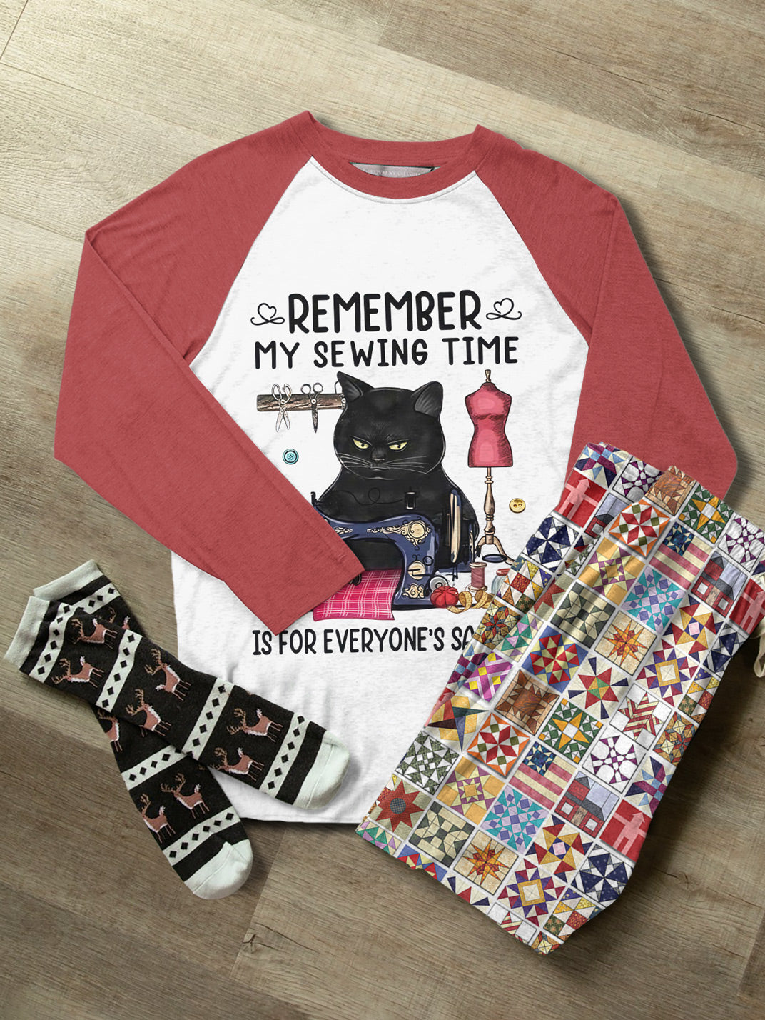 Sewing Lover Raglan Lounge Pajamas My Sewing Time Is For Everyone's Safety