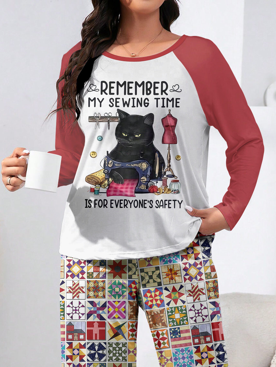 Sewing Lover Raglan Lounge Pajamas My Sewing Time Is For Everyone's Safety